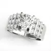 Handmade Bar Setting Round Cut Sterling Silver Ring Set