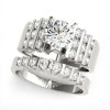 Handmade Bar Setting Round Cut Sterling Silver Ring Set