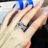 Handmade Twist Round Cut Created White Sapphire Ring Set