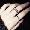 Handmade Twist Round Cut Created White Sapphire Ring Set