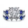 Handmade Heart Cut Created Sapphire Ring Set