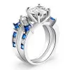Handmade Heart Cut Created Sapphire Ring Set