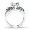Handmade Heart Cut Created Sapphire Ring Set