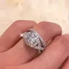 Handmade 1.5 CT Round Cut 925 Sterling Silver Ring Set