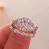 Handmade 1.5 CT Round Cut 925 Sterling Silver Ring Set