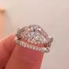 Handmade 1.5 CT Round Cut 925 Sterling Silver Ring Set