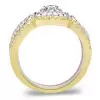 Handmade 3 Tone Halo Round Cut Ring With 2 Bands