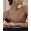 3.5ct Pear Cut White Sapphire V-shape Choker Necklace