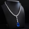 Pear Cut Blue Sapphire Pendant Necklace