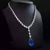 Pear Cut Blue Sapphire Pendant Necklace