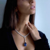 Pear Cut Blue Sapphire Pendant Necklace