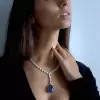 Pear Cut Blue Sapphire Pendant Necklace