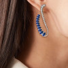 Pear Cut Blue Sapphire Necklace & Earrings Jewelry Set