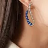 Pear Cut Blue Sapphire Necklace & Earrings Jewelry Set