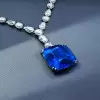 Stunning Blue Sapphire Necklace & Earrings Jewelry Set