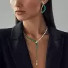 Pear Cut Green Sapphire Necklace & Earrings Jewelry Set