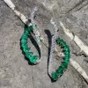 Pear Cut Green Sapphire Necklace & Earrings Jewelry Set