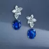 Stunning Blue Sapphire Necklace & Earrings Jewelry Set