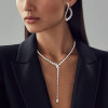 Pear Cut White Sapphire Necklace & Earrings Jewelry Set
