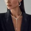 Pear Cut White Sapphire Necklace & Earrings Jewelry Set