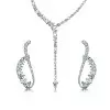 Pear Cut White Sapphire Necklace & Earrings Jewelry Set
