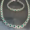 Radiant Cut Green Sapphire Necklace & Bracelet Jewelry Set