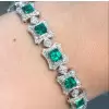 Radiant Cut Green Sapphire Necklace & Bracelet Jewelry Set