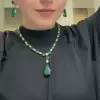 Multi-cut Emerald Sapphire Necklace & Earrings Jewelry Set