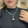 Multi-cut Emerald Sapphire Necklace & Earrings Jewelry Set