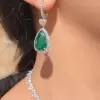 Pear Cut Emerald Necklace & Earrings Jewelry Set