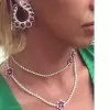 Flower Design Ruby Necklace & Earrings Jewelry Set