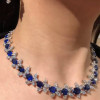 Multi-cut Royal Sapphire Necklace & Earrings Jewelry Set