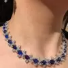 Multi-cut Royal Sapphire Necklace & Earrings Jewelry Set