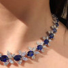 Oval Cut Royal Blue Sapphire Statement Necklace
