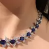 Oval Cut Royal Blue Sapphire Statement Necklace