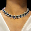 Oval Cut Royal Blue Sapphire Statement Necklace