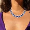 Oval Cut Royal Blue Sapphire Statement Necklace