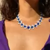 Oval Cut Royal Blue Sapphire Statement Necklace