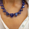 Heart Cut Blue Sapphire Necklace & Earrings Jewelry Set