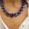Heart Cut Blue Sapphire Necklace & Earrings Jewelry Set