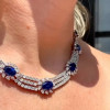 Oval Cut Blue Sapphire Necklace & Earrings Jewelry Set
