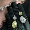 Pear Cut Yellow Sapphire Necklace & Earrings Jewelry Set