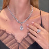 Pear Cut White Sapphire Necklace & Ring Jewelry Set