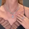 Pear Cut White Sapphire Necklace & Ring Jewelry Set