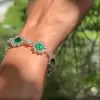 Multi-cut Emerald Bloom Ring & Bracelet Jewelry Set