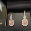 Emerald Cut Pink Sapphire Ring & Earrings Jewelry Set