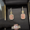 Emerald Cut Pink Sapphire Ring & Earrings Jewelry Set