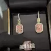 Emerald Cut Pink Sapphire Ring & Earrings Jewelry Set