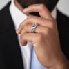 Bazel Set Princess Cut Mechanical Style Men's Ring