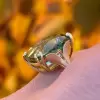 8.4ct Cushion Cut Green Sapphire Vintage Leaf Ring